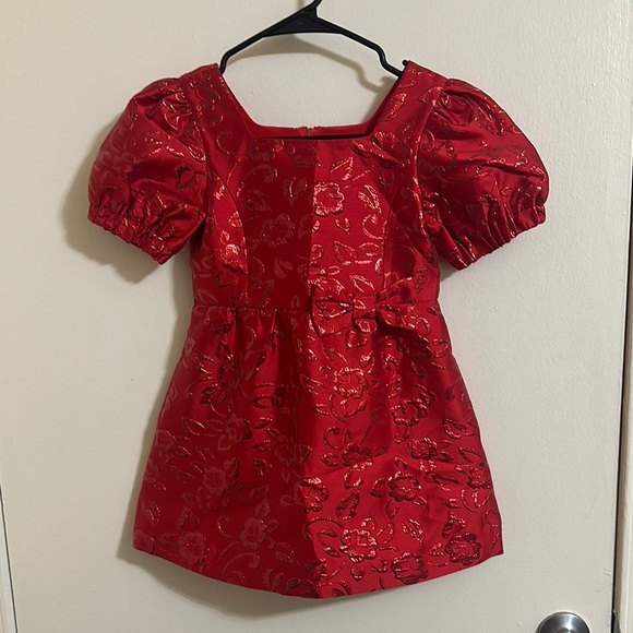 NWT Lilly Pulitzer Girls Alannah Amaryllis Red Brocade Dress - Picture 2 of 6